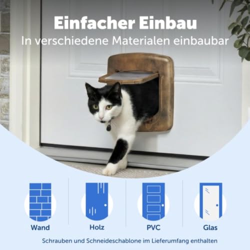 PetSafe Staywell Magnetische Katzenklappe Deluxe, Magnet-Schlüssel gibt nur Ihrer Katze Zugang - hält fremde Tiere draußen, mit 4 Verschlussoptionen, für Katzen bis zu 7 kg, Braun