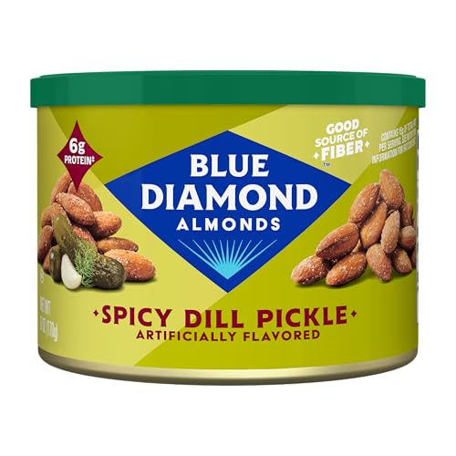 Image of Blue Diamond Almonds Spicy Dill Pickle Flavored Snack Nuts, 6 Oz Resealable Can (Pack of 1)