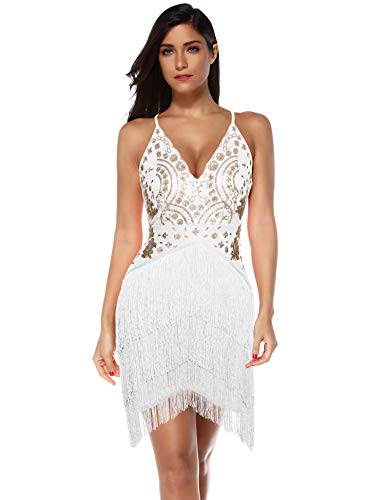 Meilun Women's Sequin Tassel Mini Dress Party Bodycon Club Night Wear Dress