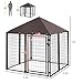 JTDISHI Outdoor Dog Kennel, Walk-in pet Fence, Fence cage, pet Protection Fence cage, Outdoor Dog cage, Dog Home, Kennel, Welded Wire Dog Fence, with Canopy to Protect from Wind and rain, Jet Black