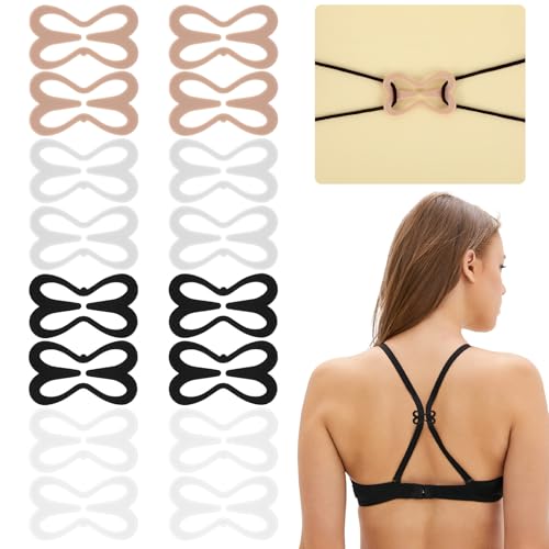 Molain 16Pcs Bra Strap Holder Clips for Racerback, Anti-Slip Bra Clips for Back, Cross Back Clips Buckles for Conceal Straps and Cleavage Control(4 Colors)