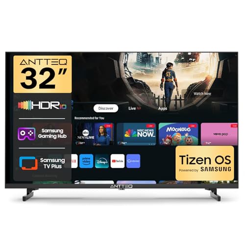 Antteq 32 Inch Smart TV 32 Tizen OS HD Television with Netflix Disney+ Gaming Hub Samsung TV Plus Dolby Audio Small TV for Bedroom or Kitchen