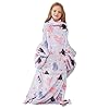 Softan Kids Snuggies Wearable Fleece Blanket with Sleeves & Foot Pocket for Kids Girls Boys, Lightweight Soft Blanket, Cat #1