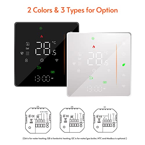 Termostato inteligente con WiFi, regulador de temperatura programable semanalmente, compatible con control táctil, aplicación móvil, control por voz, compatible con el hogar, para caldera de