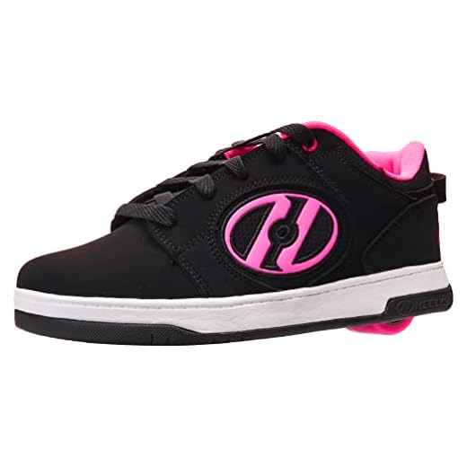 HEELYS Girl's Voyager Tennis Shoe, Black/Pink, 6 M US Big Kid