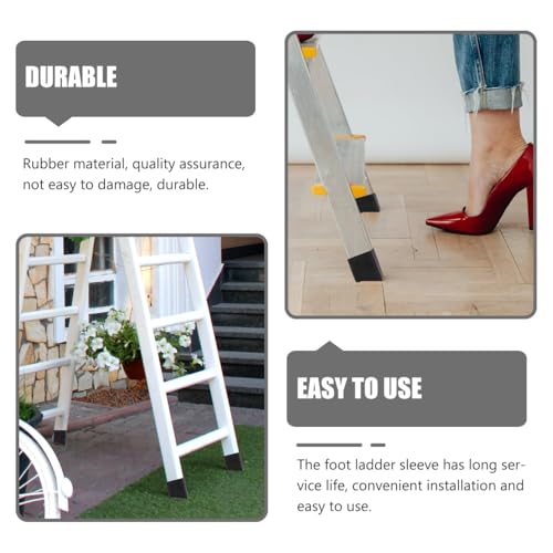 Operitacx Leiterfüße Gummi Rutschfeste Leiterkappen Schwarz Leiter Stopper Antirutsch 4 Stücke Schutzkappen Ersatz für Klappleiter Heimarbeiter Baustelle Teleskopleitern Technische Leitern