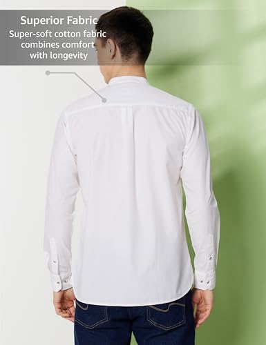 Image of Symbol Premium Men's Mandarin Collar Casual Cotton Poplin Shirt - Regular Fit |Full Sleeve | Pure Cotton (Available in Plus Sizes)