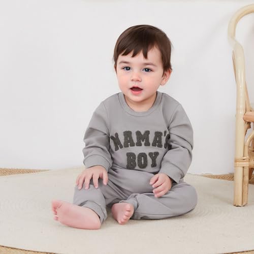 SHIBAOZI Baby Boy Clothes Toddler Fall Winter Outfit Letter Graphic Sweatshirt Pullover Tops + Pants Joggers Set2