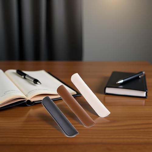 Image of 3Pcs Leather Pen Sleeve Single Pen Case Holder Pencil Pouch Pen Protective Sleeve Cover for Ballpoint Pen,Pencil Holders,Desk Supplies Holders and Dispensers