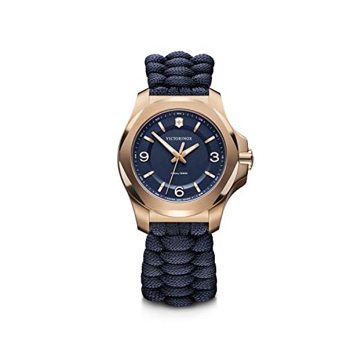 Victorinox I.N.O.X. V Ø 37 mm Reloj de Pulsera de Mujer, Swiss Made, Cuarzo analógico, Sumergible hasta 100 m, Cristal de Zafiro, Pulsera de Paracord, Azul