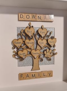 Personalised Family Tree Frame, Box Frame, Scrabble Tile, Frame, Tree, Family Tree Gift, Family Tree Frame, Personalised, Keepsake