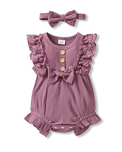 SANMIO Baby Girl Romper Clothes Newborn Girls Lace Ruff Jumpsuit for 0-18 Months Girl Outfits Infant Baby Girl Clothe Set