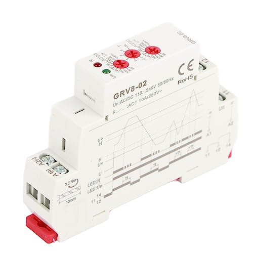 Relé de control de voltaje monofásico GRV8-02 para protección contra sobrevoltaje en carril DIN 6