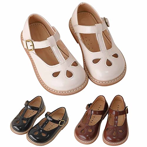 Girls Small Leather Shoes Hollow Breathable Princess Shoes Dress Shoes Little Child Big Kids Kids Buckle Strap Sandals (Black, 13 Little Child)2