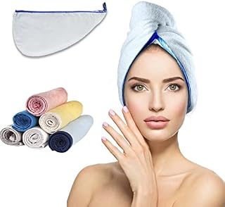 Adon 100% Cotton Turbie Hair Drying Towel Wrap for Women & Men Large Hair Towel for Curly Long Thick Hair, Water Absorbent Quick Dry Anti Frizz Hair Turban Towel (Navy Blue)