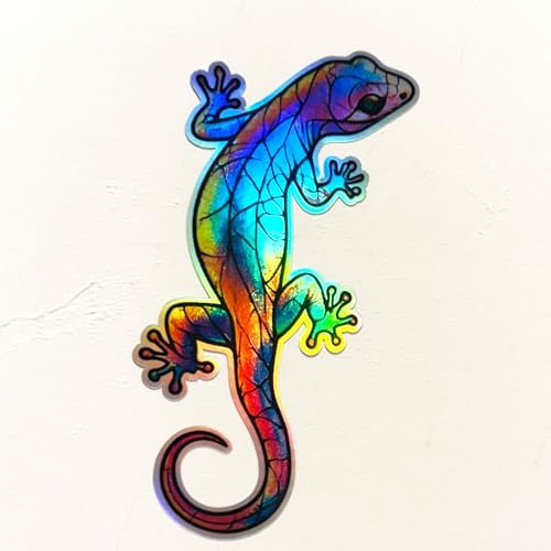 Holographic Rainbow Lizard Geckos Vinyl Decal Stickers (Pack of 2) - Mosaic Stained Glass Style Design - 4.5x2 Inch Waterproof UV Resistant Premium Adhesive for Cars, Tumblers, and Laptops image 5