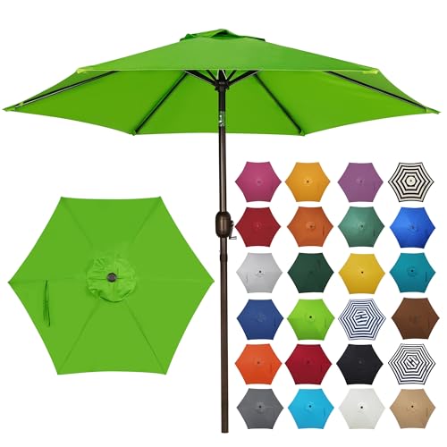 Image of Blissun 7.5 ft Patio Umbrella, Yard Umbrella, Outdoor Market Umbrella with Push Button Tilt Crank, Lime