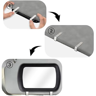 BFXM Car Visor Mirror, Universal Clip-On Car Mirror Vanity, Sun Visor Mirror, Mirror for Car, SUV, Truck and Various Vehicles, Car Accessories for Women Men, Black Visor Mirror