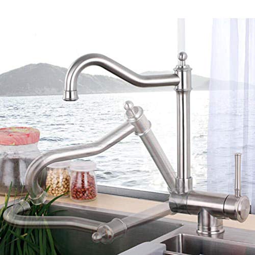 Mitigeur cuisine pliable et rotatif en inox avec barboteur économie d'eau intégré