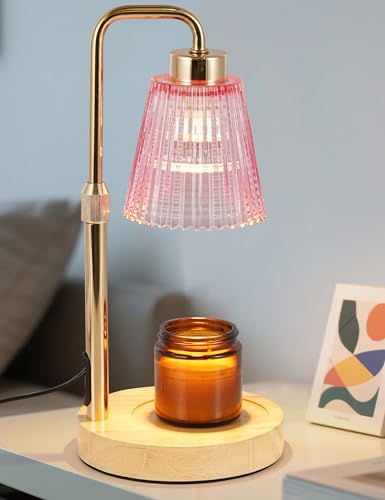 Pink Candle Warmer Lamp with 24h Cycle Timer Dimmable Wax Melt Warmer