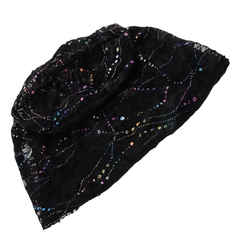 Beaupretty 1pc Breathable Lace Hat for Women and Girls Practical Flexible Headscarf Fashion Hollow Design Daily Use Accessory Black