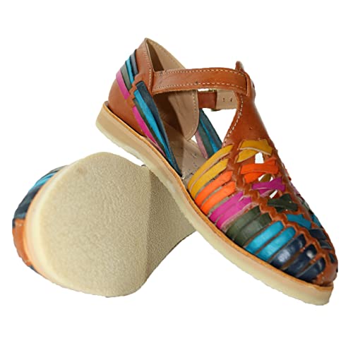 Macarena Collection Sandals women Huarache Sandal Colorful Leather Mexican Style Color Multicolored 8324