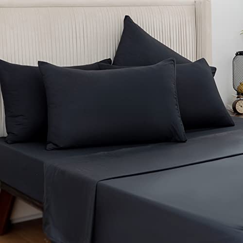 ZZLPP 7-teiliges Bettwäsche-Set King-Size – Dunkelgrau, Inkl. Decke, Kissen, Spannbetttuch