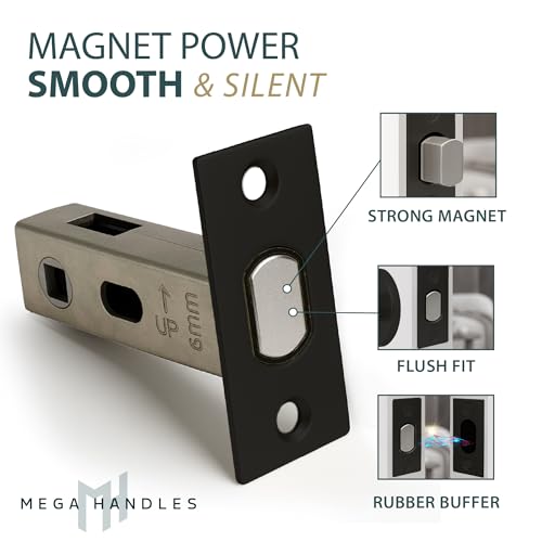 Magnetic Door Latch & Catch, Silent No-Slam, Mega Handles, Square Spindle - image 3
