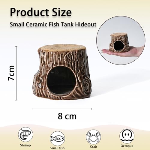 Image of Ceramic Aquarium Decor Natural Tree Brown Betta Fish Tank Cave