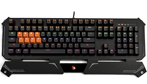 Bloody Gaming B740S Wired Optical Gaming Keyboard with Ergonomic Wrist Rest  Quiet & Satisfying Switch Keyboard - LED Backlit Illuminated Keys  Water/Splash Resistant - [Black Switches  LK Gen 1]