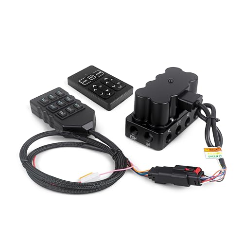 CNWZYMX 8-Way Solenoid Valve Air Ride Suspension Manifold Kit Waterproof with 9-Switch 1M Wired Remote Controller 12V 200PSI