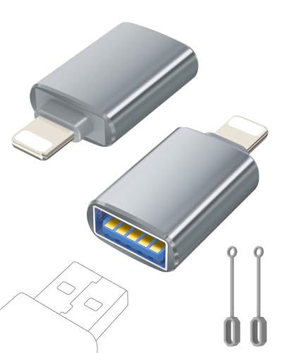 layajia Lightning auf USB Adapter, iPhone USB Lightning Stick Adapter Kompakter für iPhone 14 13 12 11 Pro Max, Unterstützt USB Flash Drive, Hubs, MIDI Keyboard, Maus, Kamera, Kartenleser - 2 Pack