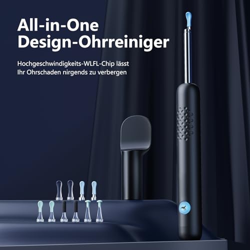 Ohrenschmalz Entferner Otoskop, 1080P HD WiFi Ohrenreiniger Kamera, 3.5mm Ohr Kamera mit 6 LEDs, IP67 Wasserdicht Ohrenspiegel, 360°-Weitwinkel Otoskop Kamera für Erwachsene,Kinder,iOS,iPad,Android