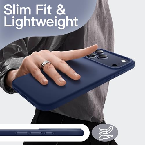 Image of JETech Liquid Silicone Case for iPhone 17 Pro Max 6.9-Inch, Silky Soft Touch Full-Body Protection, Anti-Scratch Shockproof Phone Cover with Microfiber Lining (Dark Blue)