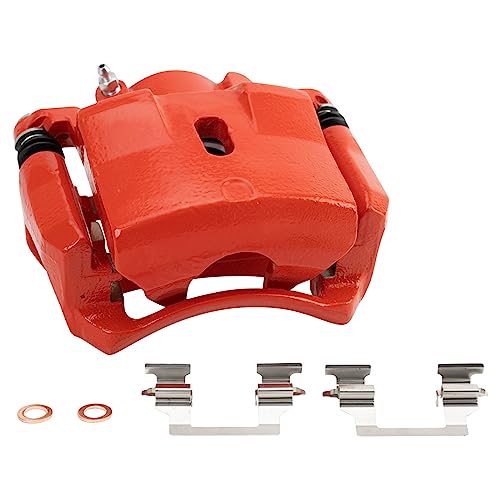 Image of TRQ Front Right Brake Caliper w /Bracket Performance Red Passenger Side