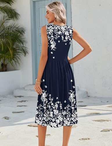 Image of Zeagoo Women's Summer Tank Midi Dress with Pockets Floral Sleeveless A-Line Casual Loose T-Shirt Dresses Beach Sundress 2026