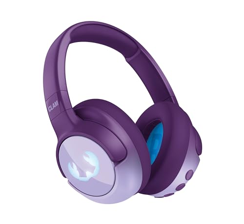 Fresh ‘n Rebel Clam Junior, Auriculares Bluetooth para Niños con Cancelación Activa del Ruido, Sonido Seguro (<85dB), con Cable de Audio y Pegatinas, Efecto de LED. 60h de reproducción (Mighty Magic)