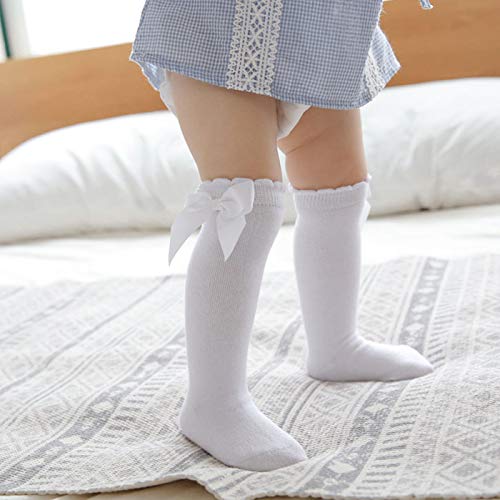 Century Star Baby Knee High Socks Girls Bow Ruffled Tube Socks Toddlers Infant School Uniform Leggings Long Stockings 6-18 Months M thumb #1