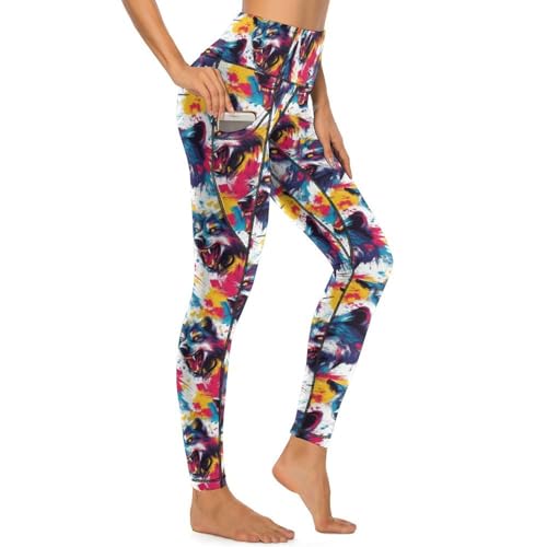 Legging loup aquarelle confortable anti-glissement pour le yoga
