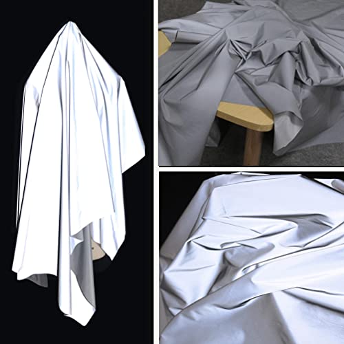 CHZIMADE Material Stoff zum Nähen Meterware - Nachtsicht Reflektierender Sicherheitswarnstoff Leuchtender Silberner Blitz Leuchtender Regenmantelstoff, 50 * 140cm