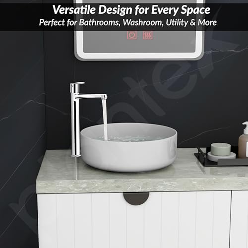Image of Plantex Pure Brass High Neck Pillar Cocke /Tall Body Pillar Cock for Basin with Teflon Tape /Tap for Wash Basin with 7 Year Warranty - (Alpha, Chrome)