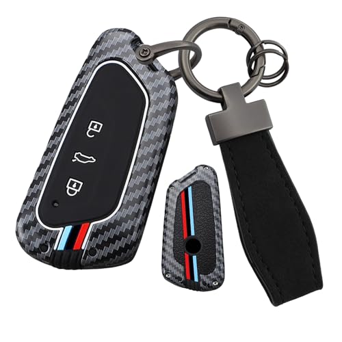 Etui de clé pour Skoda Octavia 4 Kodiaq VW Golf 8 ontto carbone rouge bleu