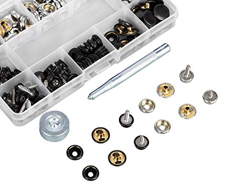 HOMEIDOL 150 Stainless Steel Marine Grade Canvas and Upholstery Boat Cover Snap Button Fastener Kit with 2Pcs Setting Tool (50 Sets) (Fastener Screw Snap Kit) - Thumbnail 5