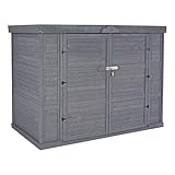 Mendler 2er-Fahrradgarage HWC-H63b, Fahrradbox Geräteschuppen Gerätehaus, abschließbar FSC-Zertifiziert 155x205x107cm - grau