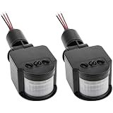 hiBCTR 2 Packs-Outdoor PIR DC 12V Automatic Infrared PIR Motion Sensor Switch for LED Flood Light with Adjustable Sensitivity & Delay Timer for Security & Area Lighting Systems​