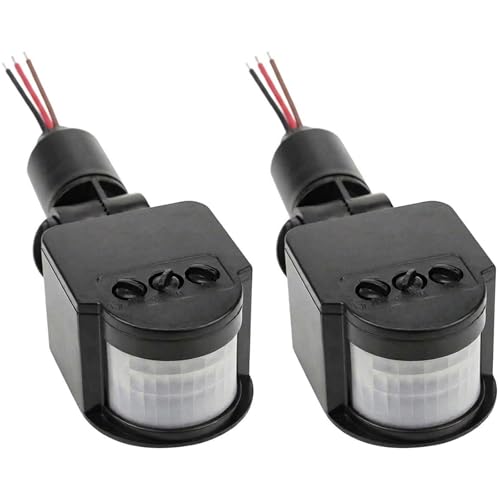 hiBCTR 2 Packs-Outdoor PIR DC 12V Automatic Infrared PIR Motion Sensor Switch for LED Flood Light...