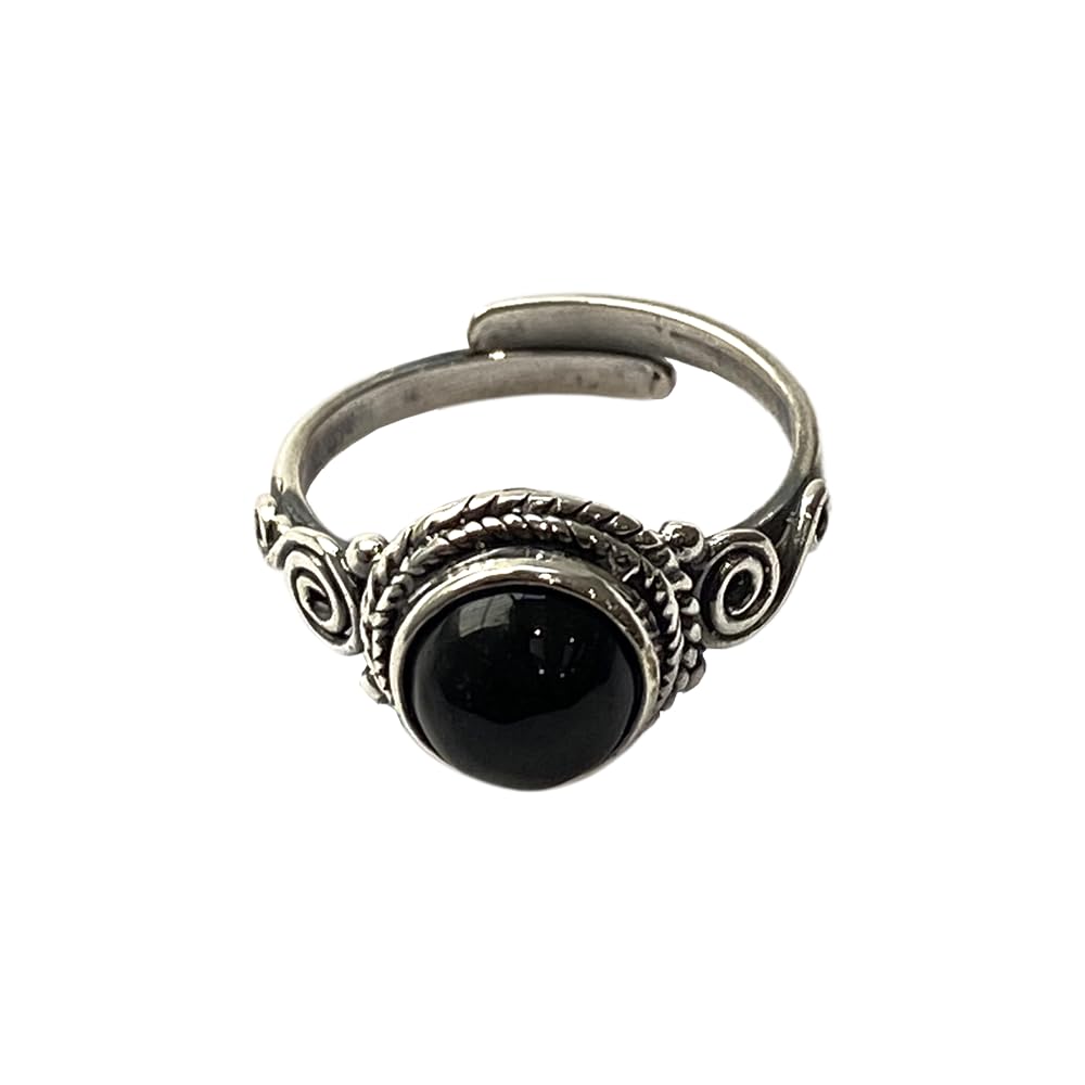 VIE Demi Orb Cabuchon Ring, Black Agate