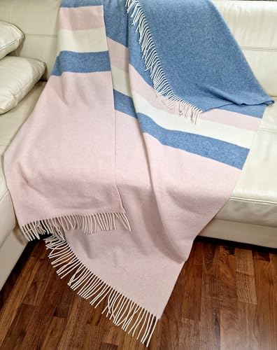 STTS International Faro - Manta de cachemira (100% lana merino, mezcla de cachemira, 140 x 200 cm, manta muy suave, bicolor)