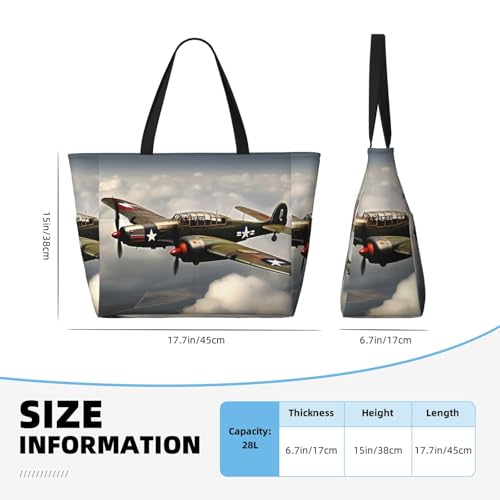 World War 2 Aircraft Airplane 2-Standard-Scale-2_00x Print Beach Tote Bag Large Travel Bag With Zipper And Pockets Lightweight Gym Bag4
