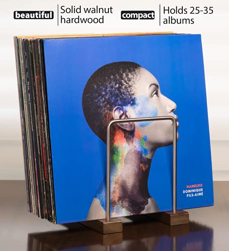 image for Optage Audio 35 LP Vinyl Record Holder, Solid Walnut Wood Record Holde